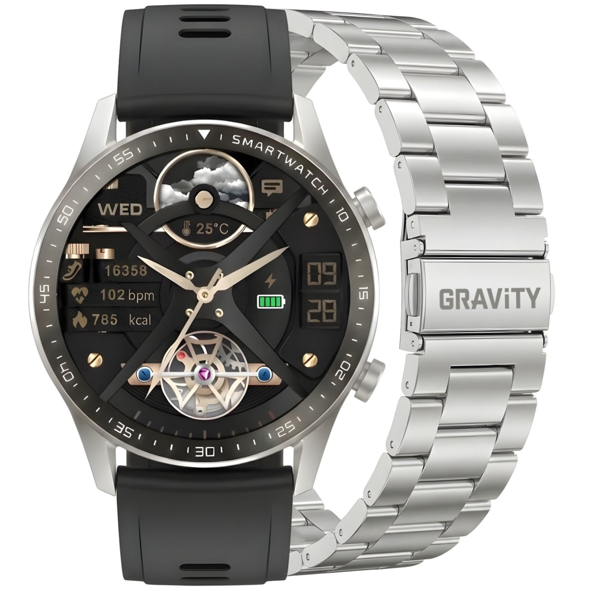 Smartwatch Gravity Srebrny Bransoleta + Pasek GT10-6