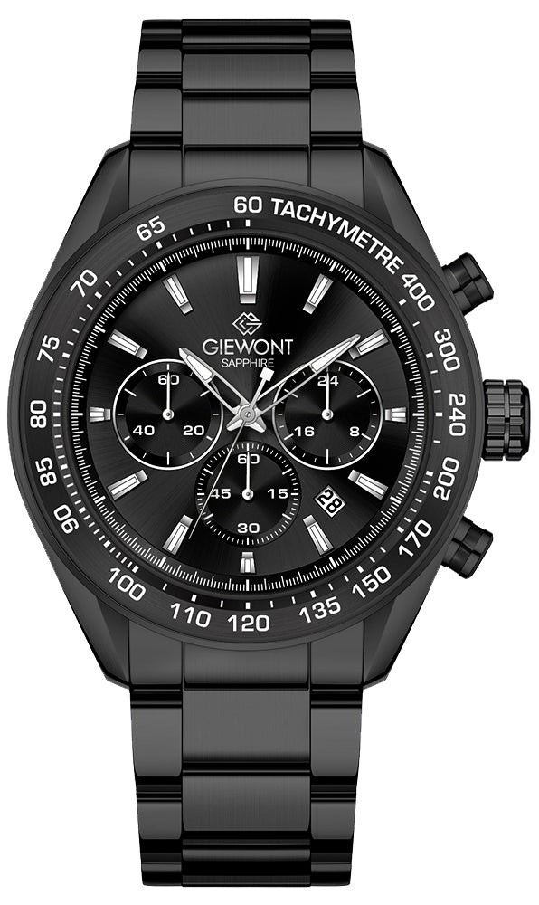 Zegarek Męski Giewont Chronograph Sapphire Czarny GW9580-B2