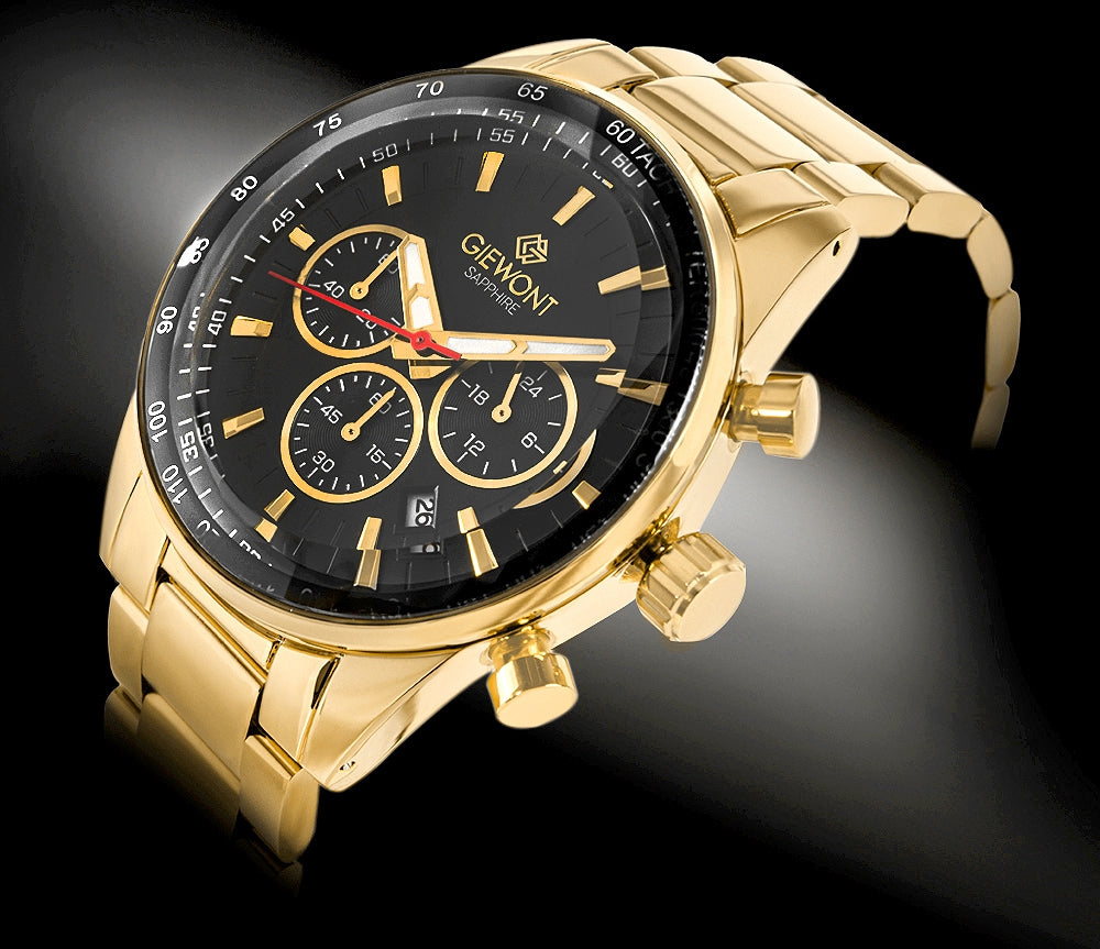 Zegarek Męski Giewont Chronograph Sapphire Złoto Czarny GW9140-B4