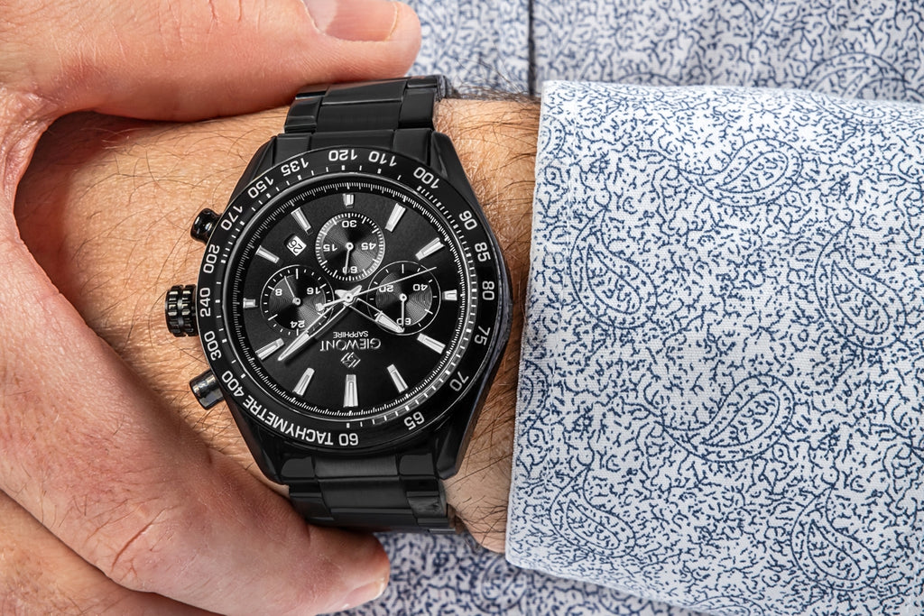 Zegarek Męski Giewont Chronograph Sapphire Czarny GW9580-B2