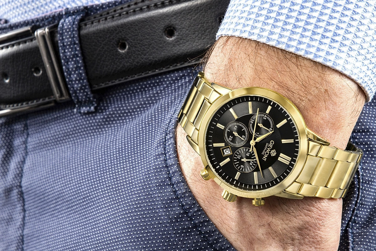 Zegarek Męski Giewont Chronograph Sapphire Złoto Czarny GW8510-B5