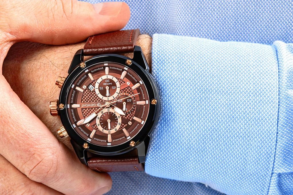 Zegarek Męski Giewont Chronograph Sapphire Czarno Brązowy GW8810-A3