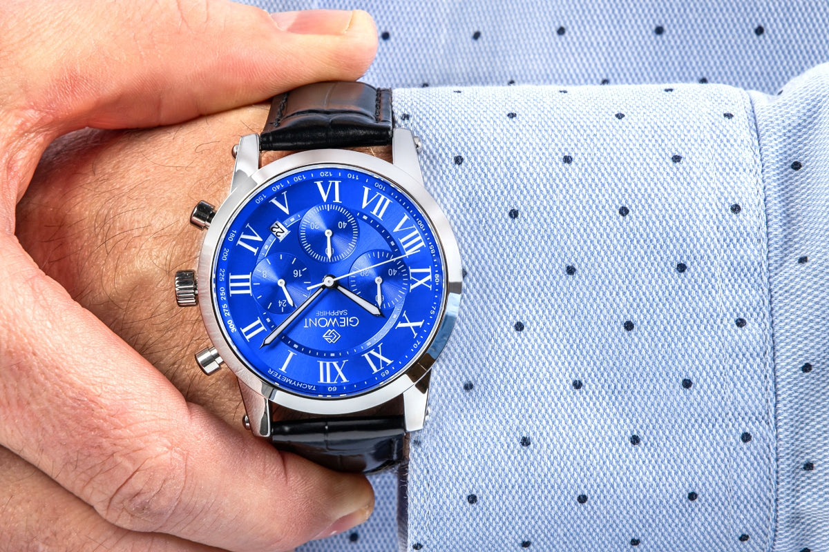 Zegarek Męski Giewont Chronograph Sapphire Srebrno Niebieski GW6260-A4