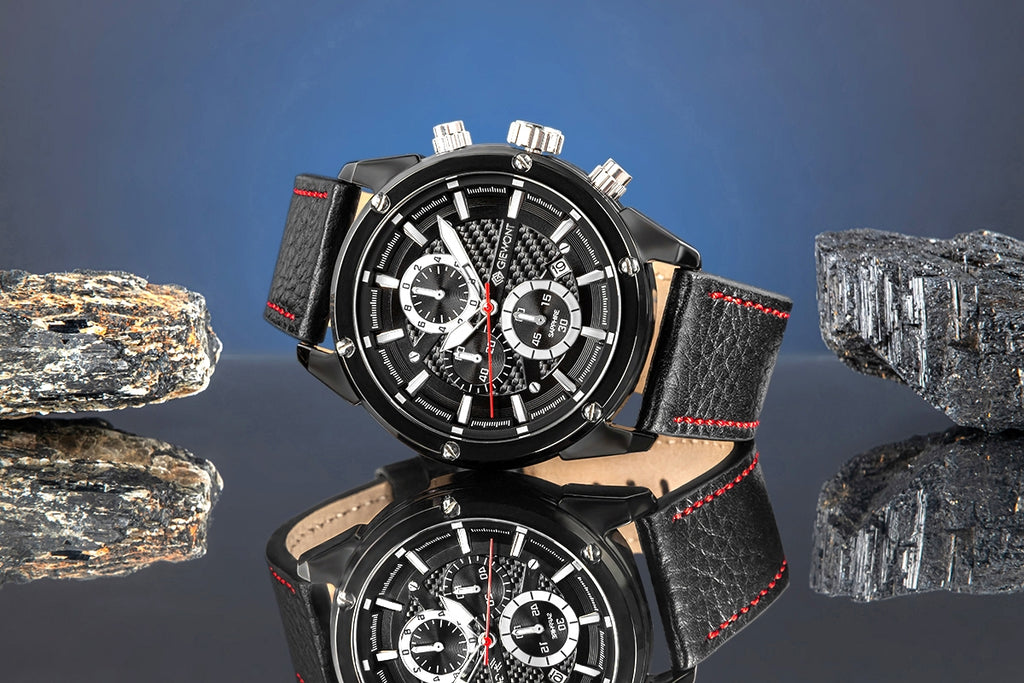 Zegarek Męski Giewont Chronograph Sapphire Czarny GW8810-A1