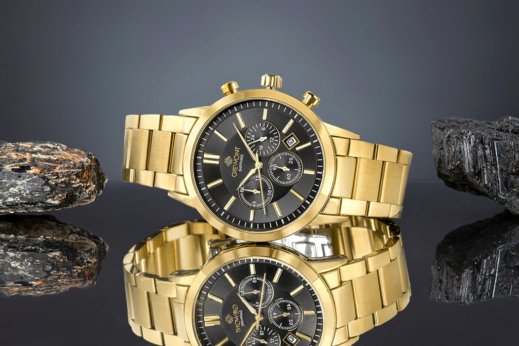 Zegarek Męski Giewont Chronograph Sapphire Złoto Czarny GW8510-B5