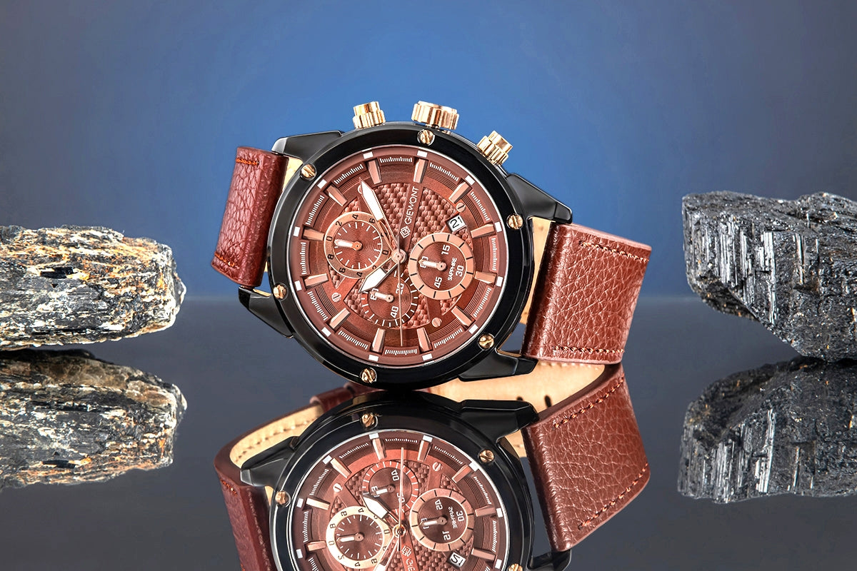 Zegarek Męski Giewont Chronograph Sapphire Czarno Brązowy GW8810-A3