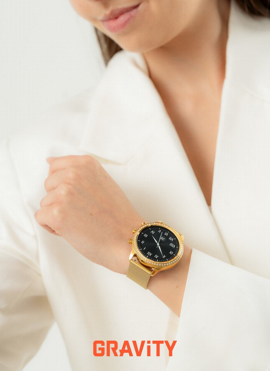 Smartwatch Gravity Złoty Pasek i Bransoleta  GT5-1
