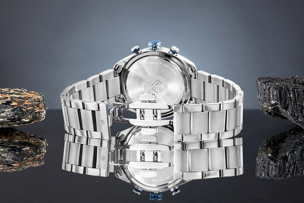 Zegarek Męski Giewont Chronograph Sapphire Srebrno Niebieski GW9580-B3