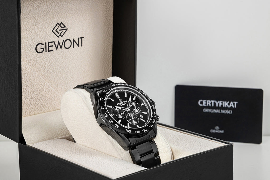 Zegarek Męski Giewont Chronograph Sapphire Czarny GW9580-B2