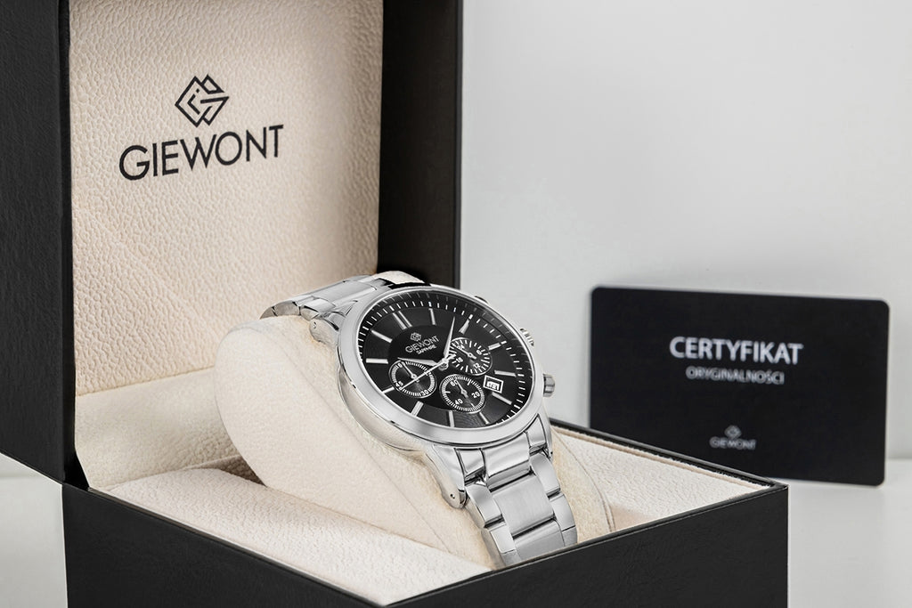 Zegarek Męski Giewont Chronograph Sapphire Srebrno Czarny GW8510-B1