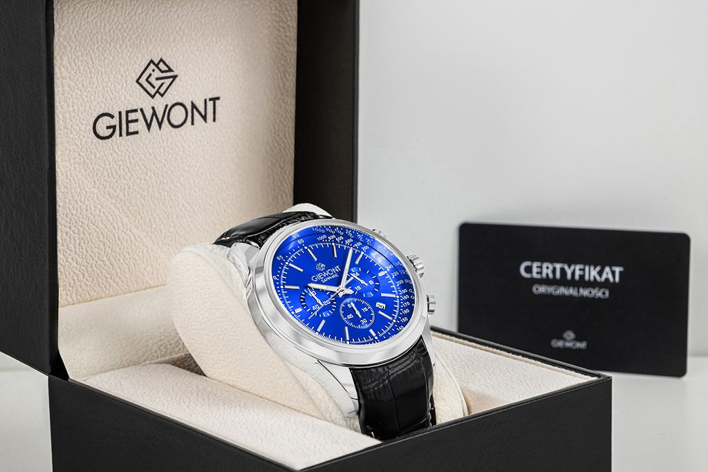 Zegarek Męski Giewont Chronograph Sapphire Srebrno Niebieski GW7650-A3