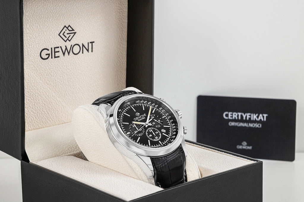 Zegarek Męski Giewont Chronograph Sapphire Srebrno Czarny GW7650-A2