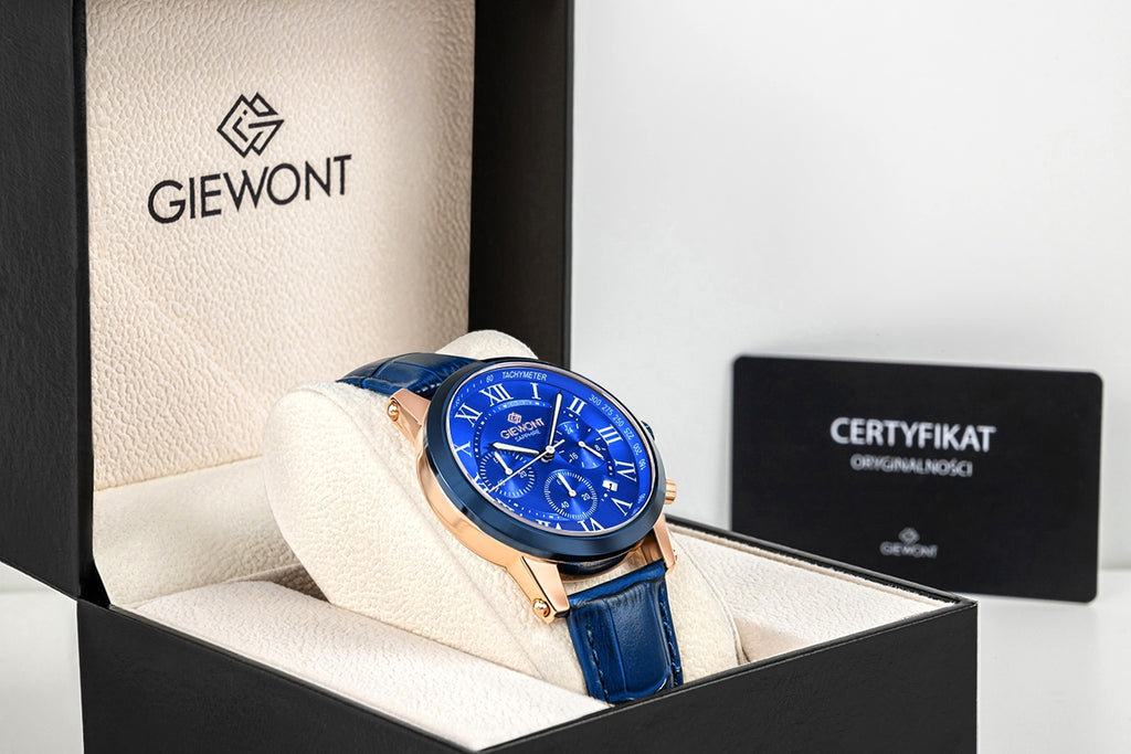 Zegarek Męski Giewont Chronograph Sapphire Miedziano Niebieski GW6260-A5