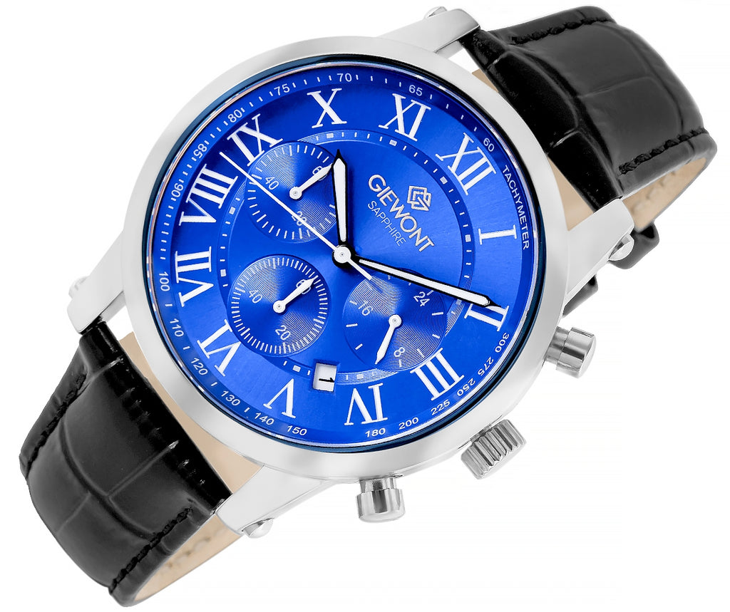 Zegarek Męski Giewont Chronograph Sapphire Srebrno Niebieski GW6260-A4