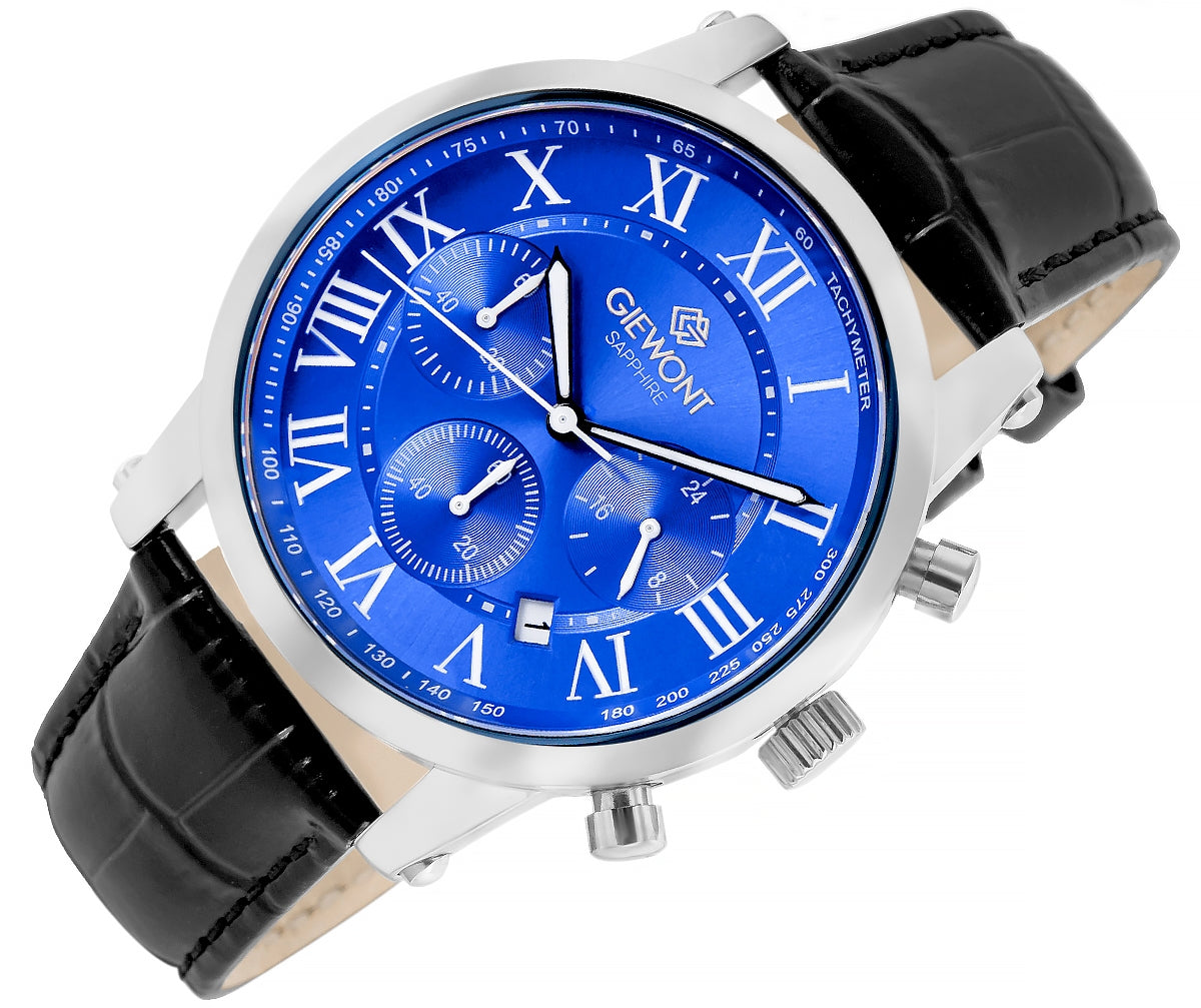 Zegarek Męski Giewont Chronograph Sapphire Srebrno Niebieski GW6260-A4