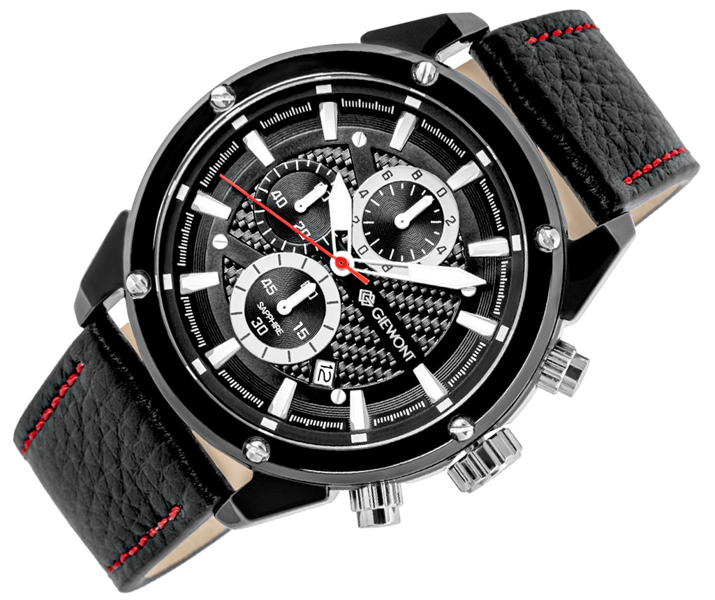 Zegarek Męski Giewont Chronograph Sapphire Czarny GW8810-A1