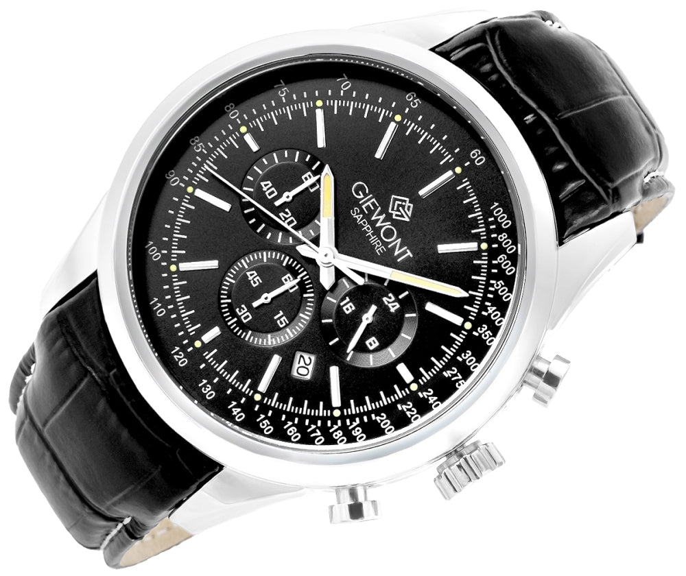 Zegarek Męski Giewont Chronograph Sapphire Srebrno Czarny GW7650-A2