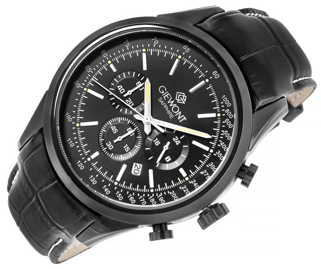 Zegarek Męski Giewont Chronograph Sapphire Czarny GW7650-A4