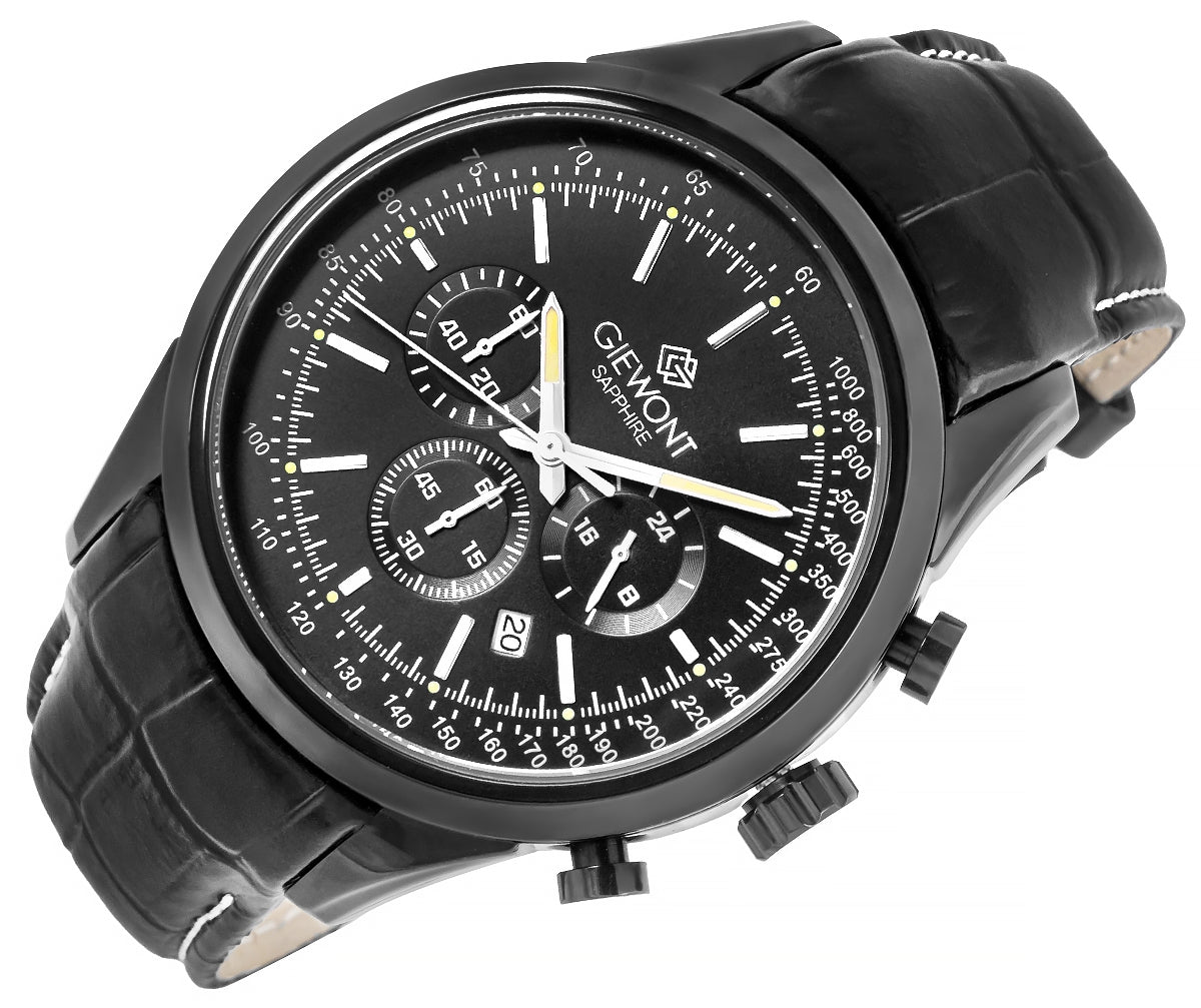 Zegarek Męski Giewont Chronograph Sapphire Czarny GW7650-A4