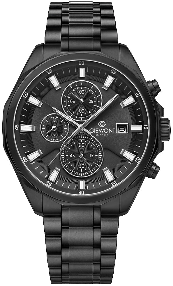 Zegarek Męski Giewont Chronograph Sapphire Czarny GW7290-B1