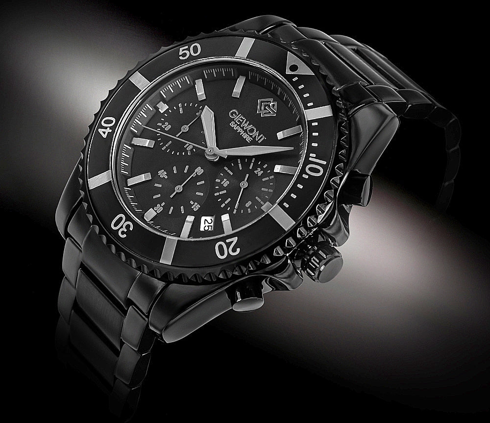 Zegarek Męski Giewont Chronograph Sapphire Czarno Tytanowy GW3970-B1