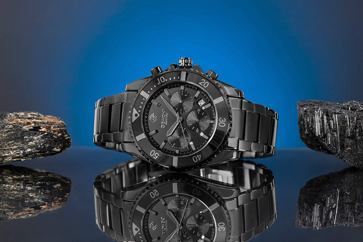 Zegarek Męski Giewont Chronograph Sapphire Czarno Tytanowy GW3970-B1