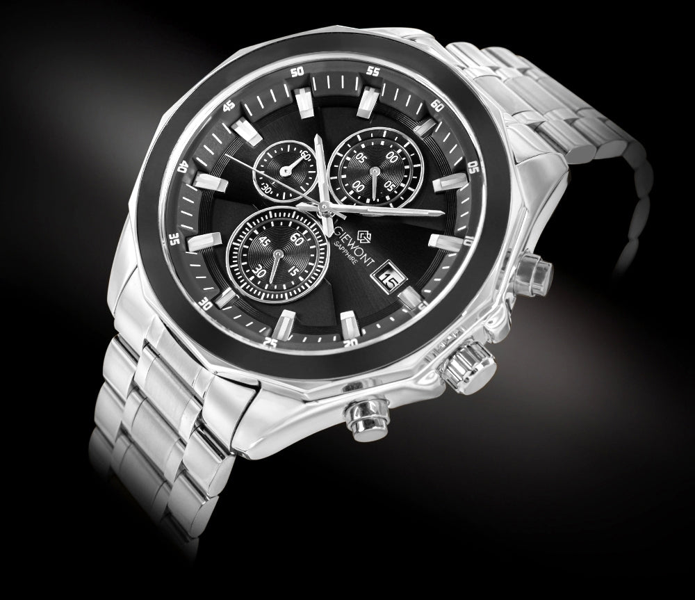 Zegarek Męski Giewont Chronograph Sapphire Srebrny GW7290-B2
