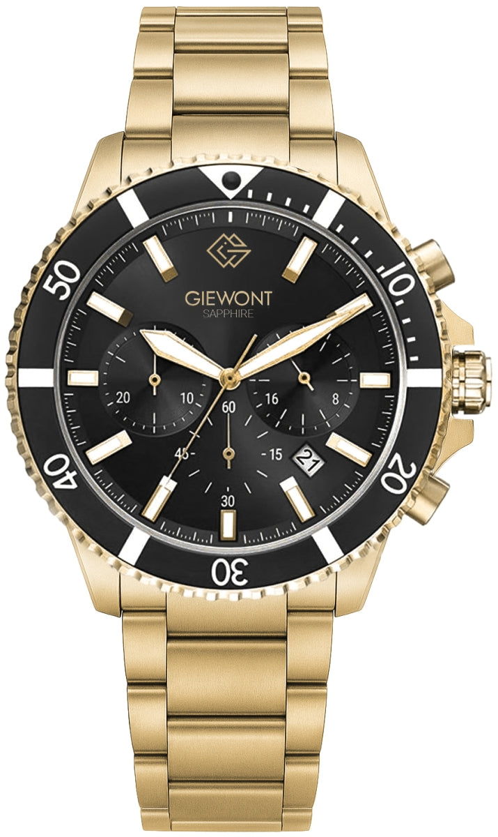 Zegarek Męski Giewont Chronograph Sapphire Złoto Czarny GW3970-B7