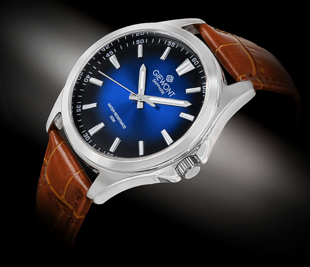 Zegarek Męski Giewont Elegance Sapphire Brązowo Niebieski GW5160-A7