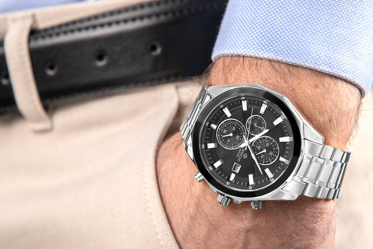 Zegarek Męski Giewont Chronograph Sapphire Srebrny GW7290-B2