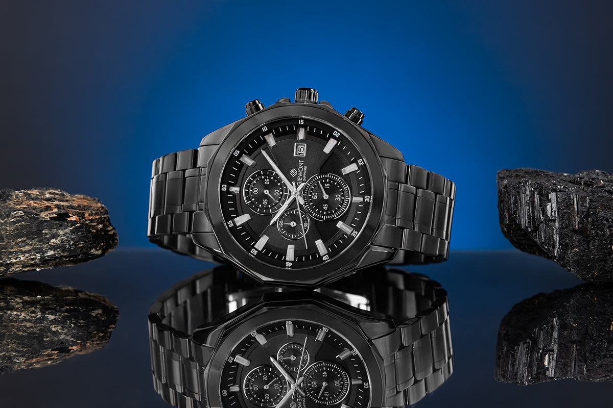 Zegarek Męski Giewont Chronograph Sapphire Czarny GW7290-B1