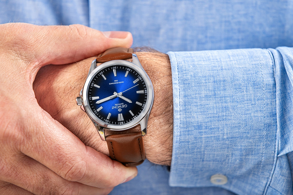 Zegarek Męski Giewont Elegance Sapphire Brązowo Niebieski GW5160-A4