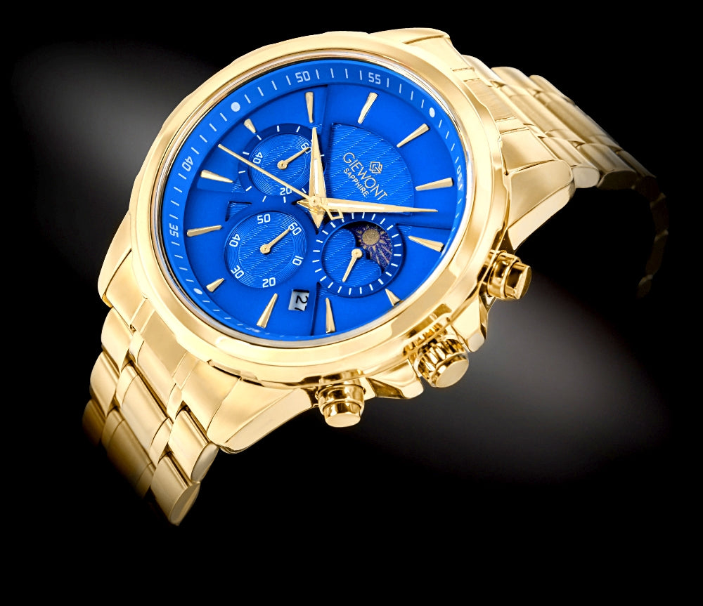 Zegarek Męski Giewont Chronograph Sapphire Złoto Niebieski GW9460-B5