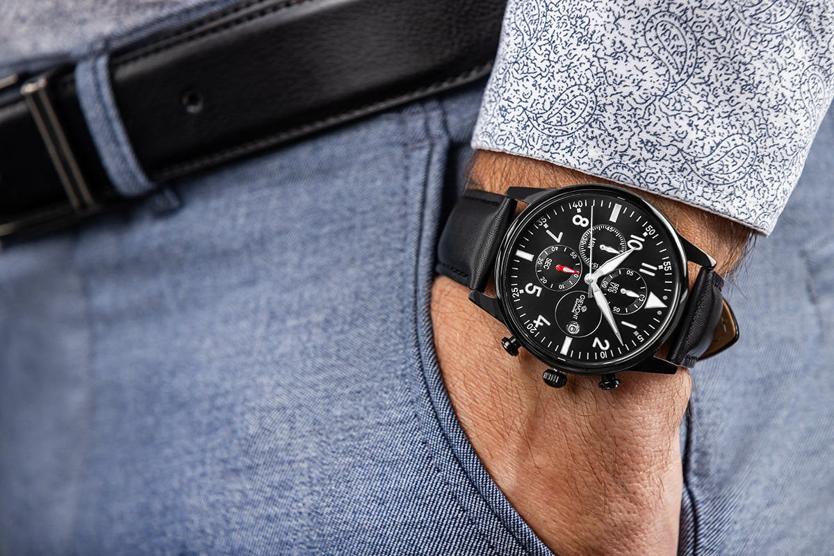 Zegarek Męski Giewont Chronograph Sapphire Czarny GW5630-A1