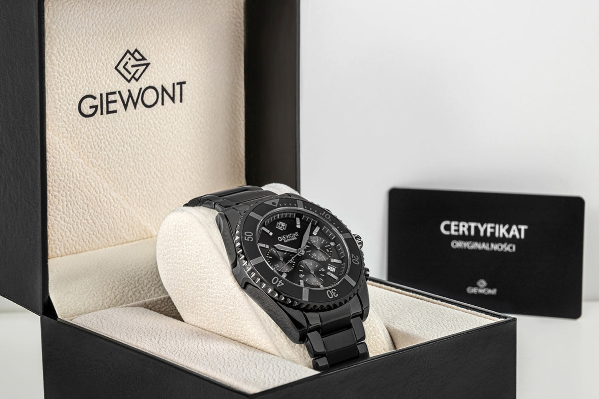 Zegarek Męski Giewont Chronograph Sapphire Czarno Tytanowy GW3970-B1