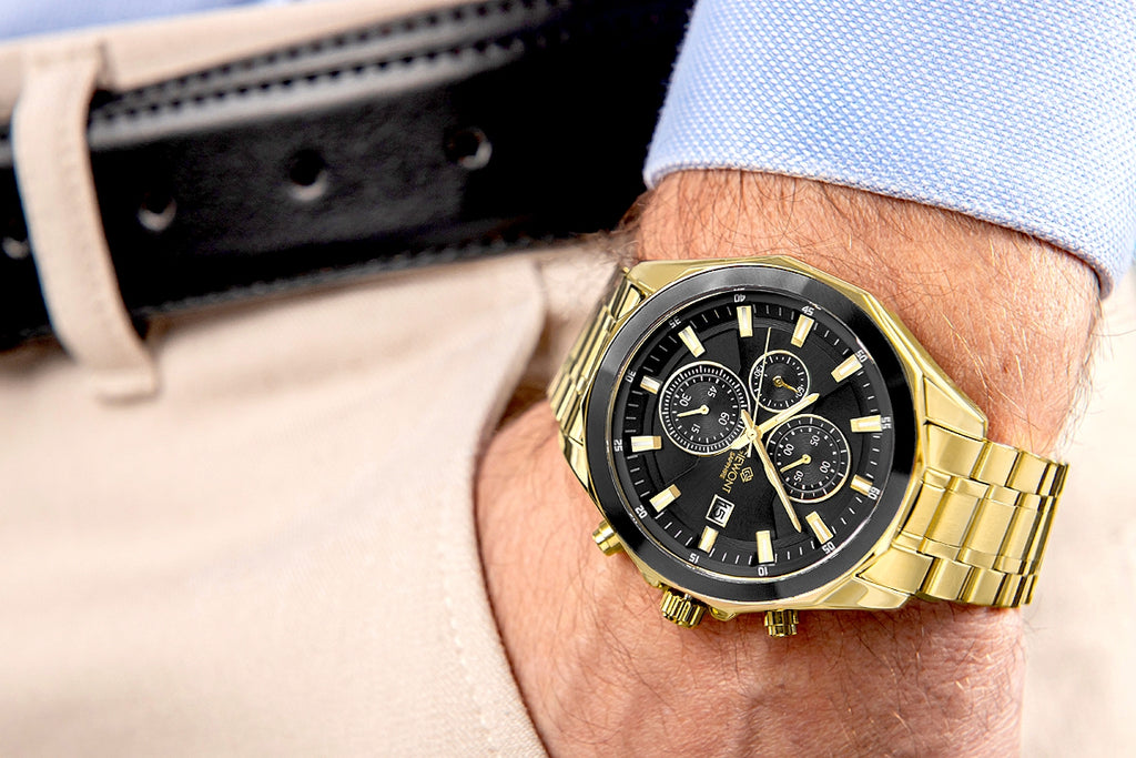 Zegarek Męski Giewont Chronograph Sapphire Złoto Czarny GW7290-B4