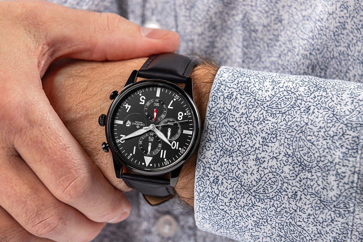 Zegarek Męski Giewont Chronograph Sapphire Czarny GW5630-A1