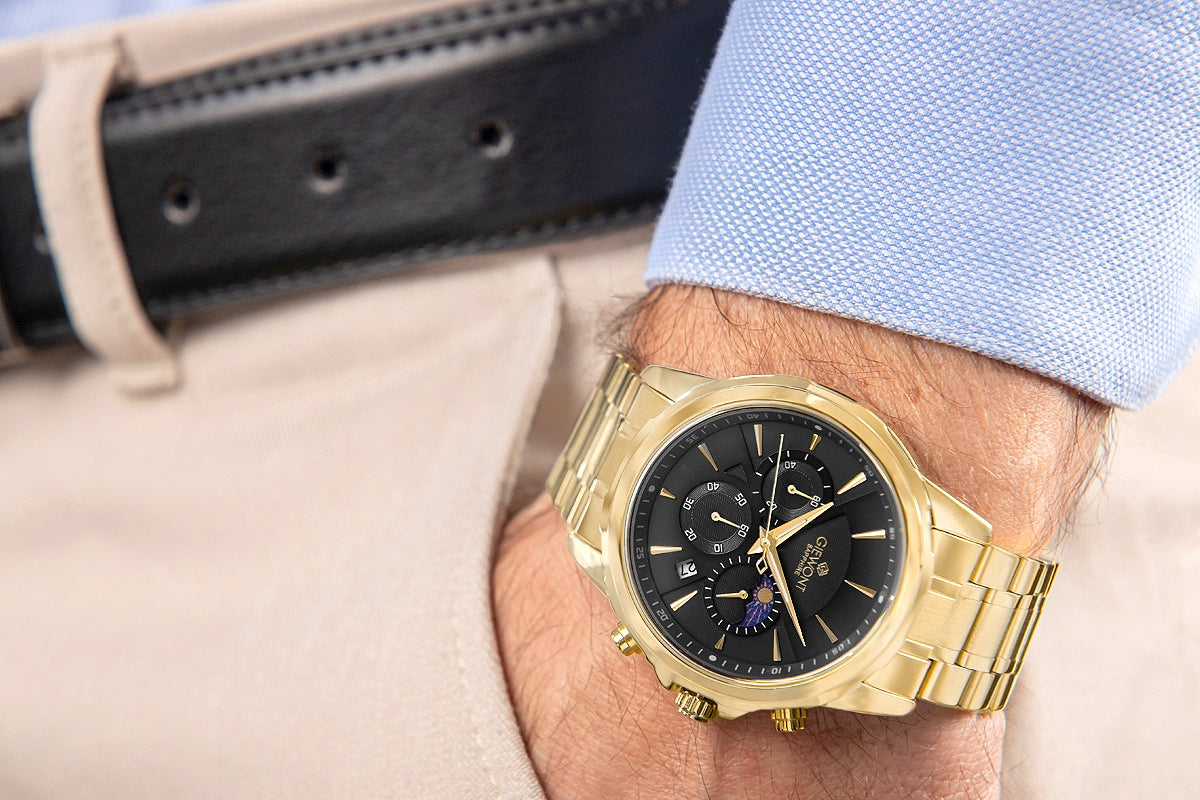 Zegarek Męski Giewont Chronograph Sapphire Złoto Czarny GW9460-B4