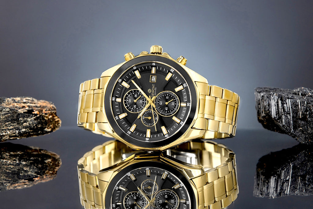 Zegarek Męski Giewont Chronograph Sapphire Złoto Czarny GW7290-B4