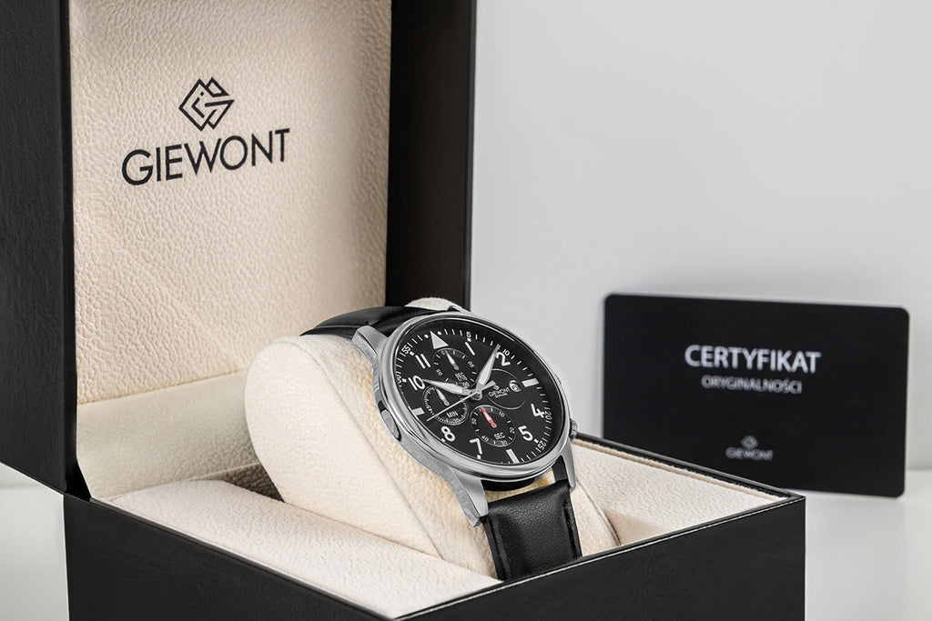 Zegarek Męski Giewont Chronograph Sapphire Czarno Srebrny GW5630-A2