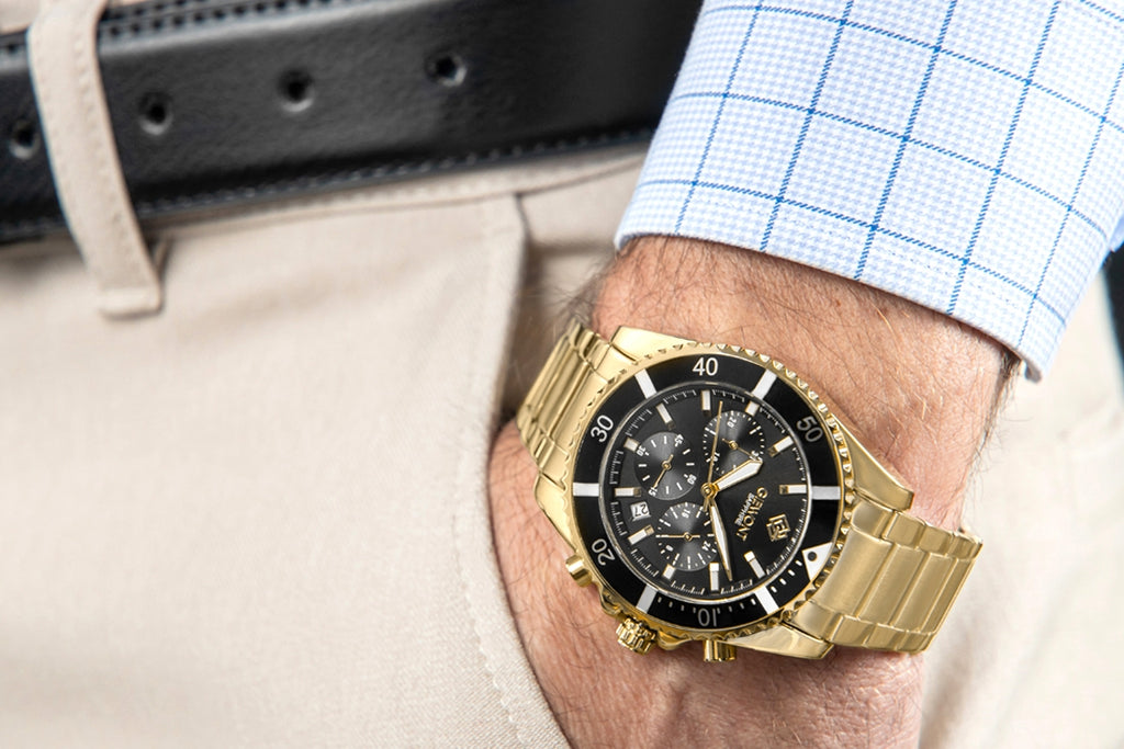 Zegarek Męski Giewont Chronograph Sapphire Złoto Czarny GW3970-B7