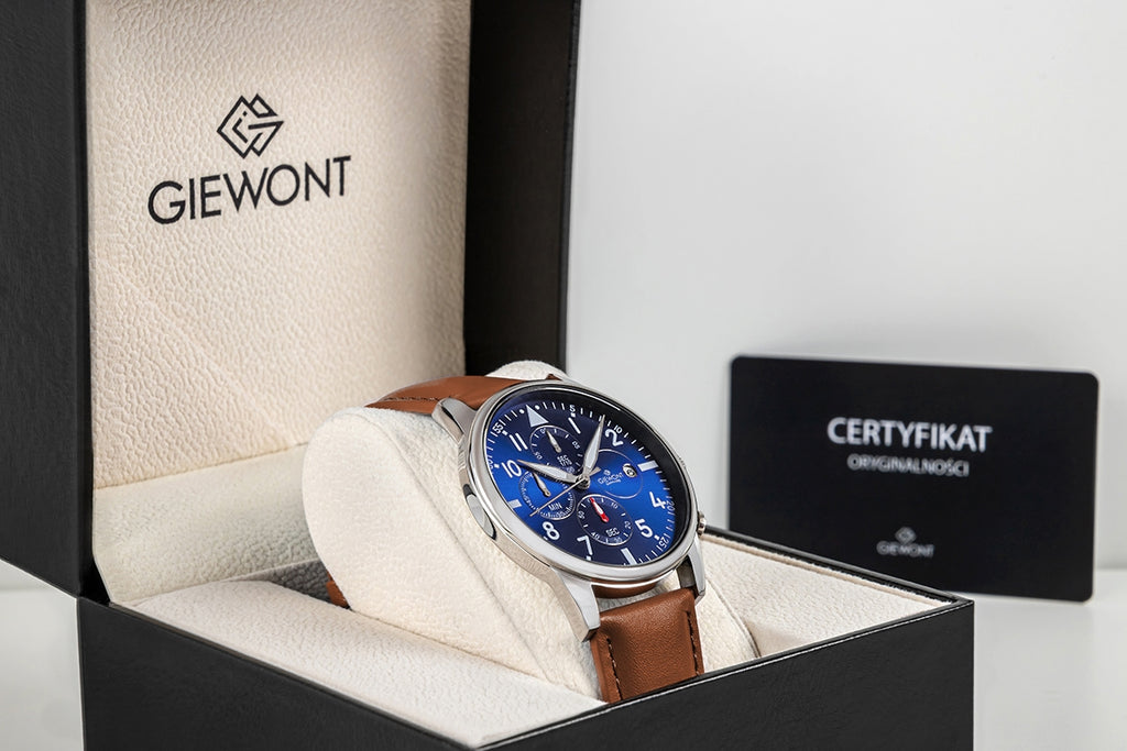Zegarek Męski Giewont Chronograph Sapphire Brązowo Niebieski GW5630-A6