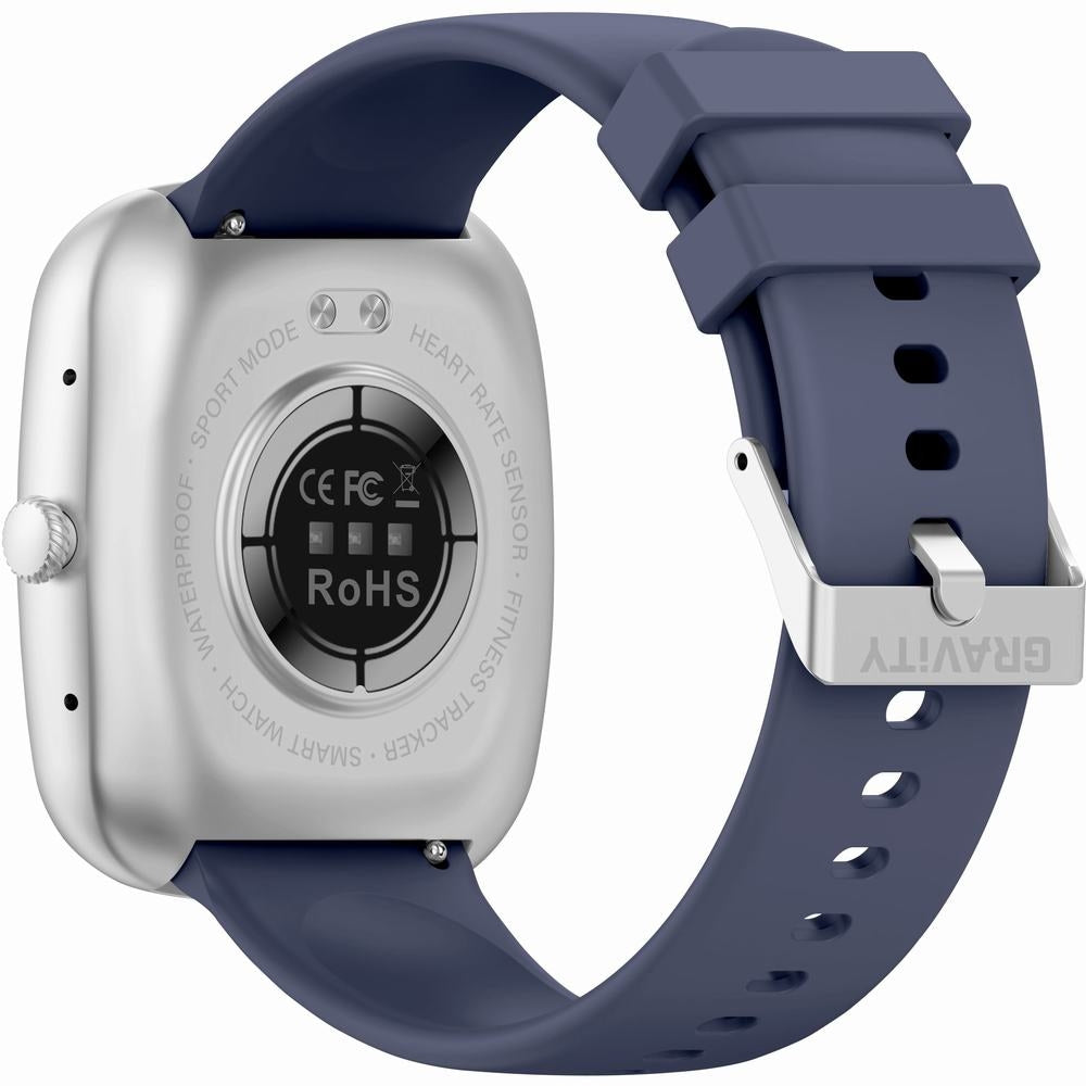 Smartwatch Męski GRAVITY GT18-6 Czarny Pasek Silikonowy + Granatowy Pasek