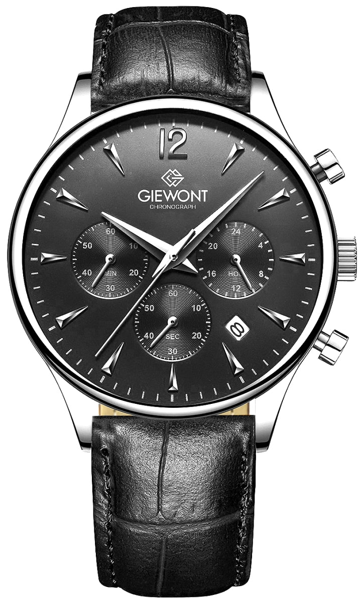 Zegarek Męski Giewont Chronograph Sapphire Czarno Srebrny GW6310-A2