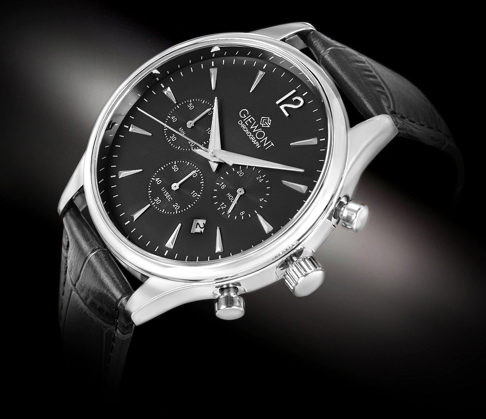Zegarek Męski Giewont Chronograph Sapphire Czarno Srebrny GW6310-A2