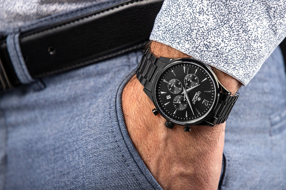 Zegarek Męski Giewont Chronograph Sapphire Czarny GW6310-B1