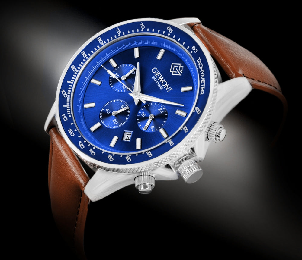 Zegarek Męski Giewont Chronograph Sapphire Brązowo Niebieski GW3520-A5