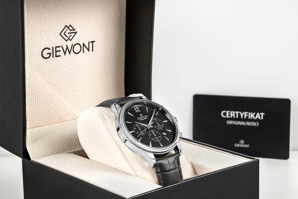 Zegarek Męski Giewont Chronograph Sapphire Czarno Srebrny GW6310-A2