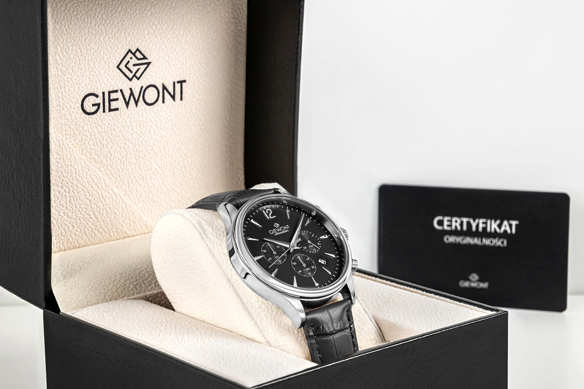 Zegarek Męski Giewont Chronograph Sapphire Czarno Srebrny GW6310-A2
