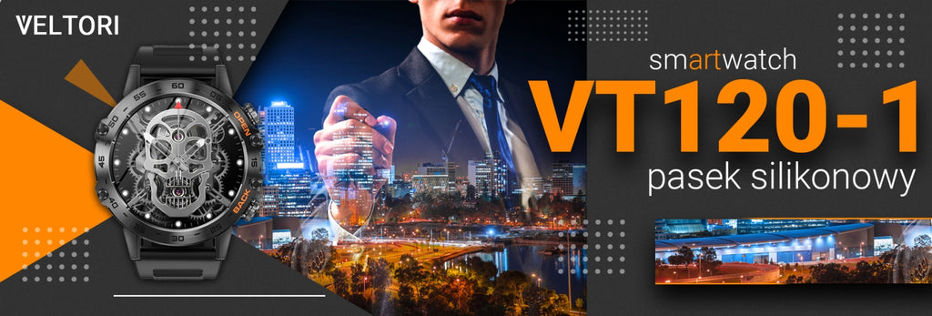 Smartwatch VELTORI VT120-1 Czarny Pasek Silikonowy
